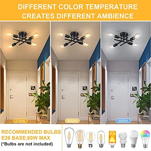 SunRider Industrial 4-Light Semi Flush Mount Ceiling Light, Matte