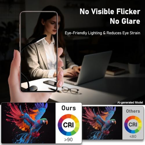 Black Clip-On Desk Lamp with Clamp