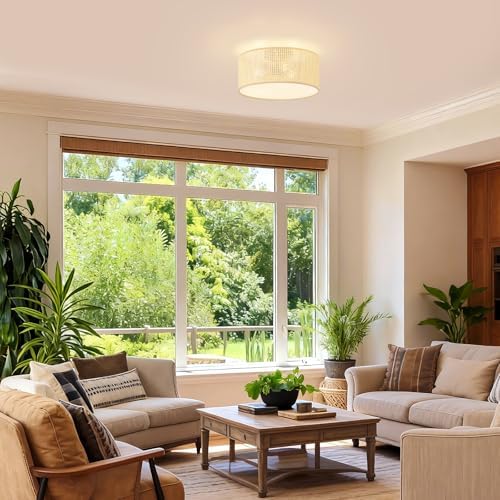 13-Inch 3-Light Woven Drum Ceiling Light