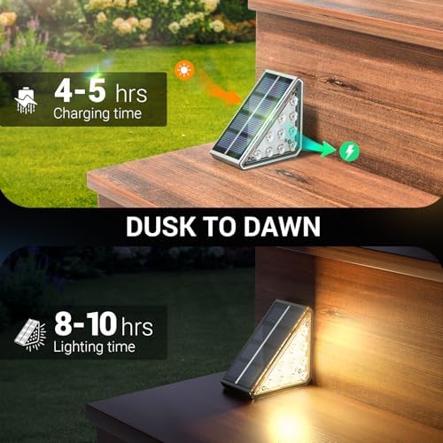 NIORSUN 6-Pack Waterproof Solar Step Lights, Warm White