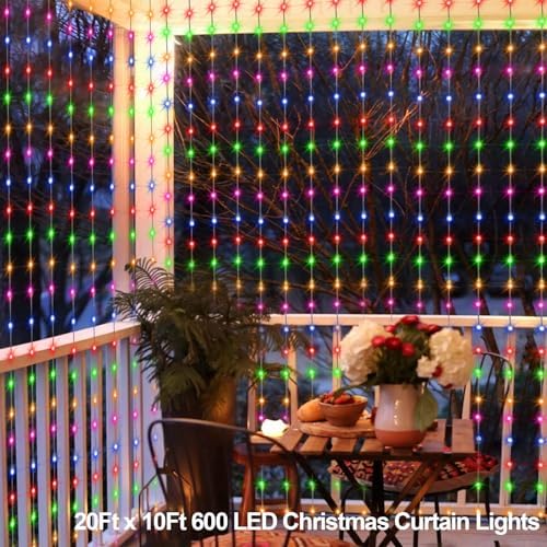 echosari Curtain Lights, 20Ft x 10Ft, 600 LED