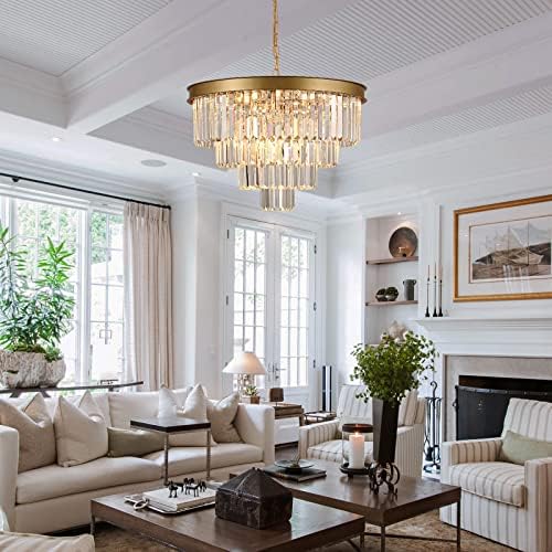 24” Modern Gold Crystal Chandelier