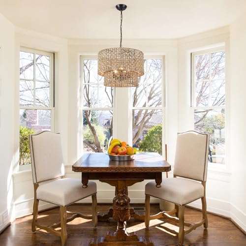 18.9" 5-Light Rattan Drum Chandelier