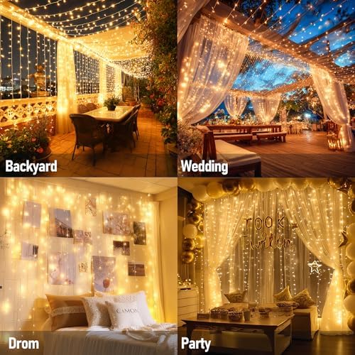 Dazzle Bright 300 LED Curtain Lights, Warm White