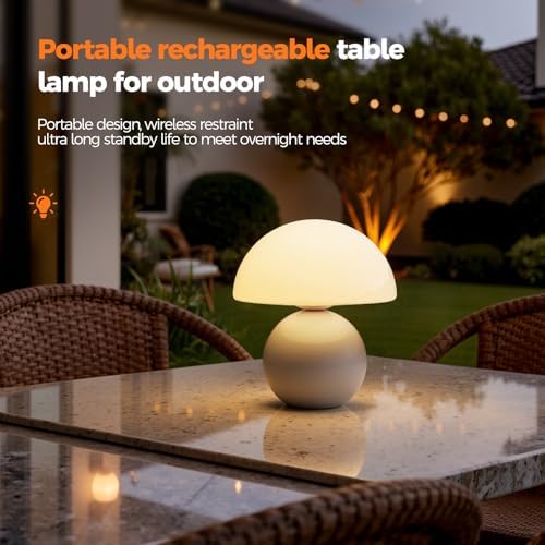 NIORSUN Wireless Mushroom Lamp, 5200mAh, White