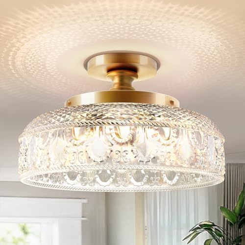 Lamomo Golden Semi Flush Mount Ceiling Light, 12in