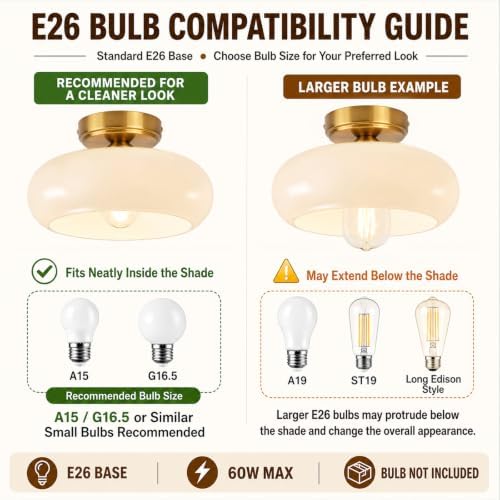 Small 11'' Gold Semi Flush Mount Ceiling Light