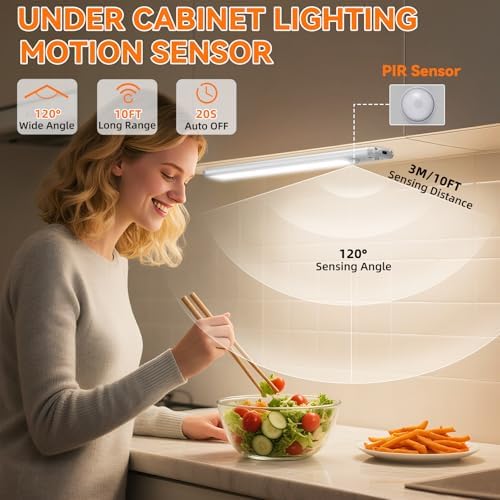 Under Cabinet Lights, 10inch Motion Sensor, 3 Pack