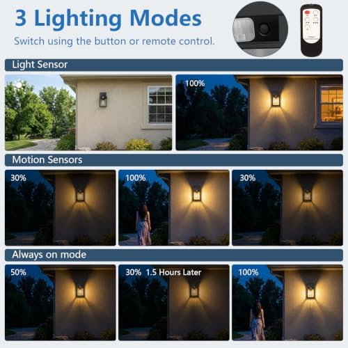 Solar Outdoor Motion Sensor Wall Lanterns, 2 Pack
