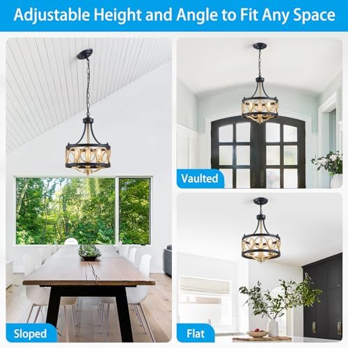 XINGQI Modern Farmhouse Chandelier, 13 Inch Black Gold