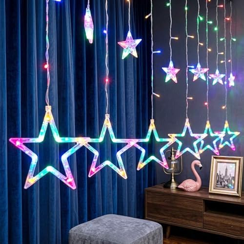 Vigdur Star Curtain Lights, 12 Stars, 138 LEDs