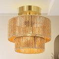 BoostArea 8.66” 2-Tier Rattan Ceiling Light