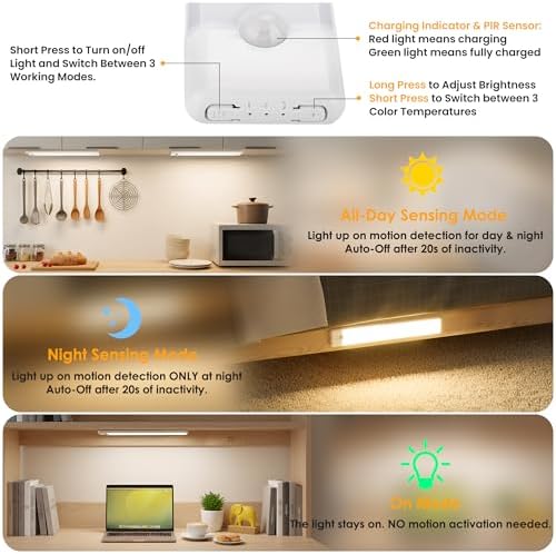 7.9 inch Motion Sensor Under Cabinet Light, 5-Pack