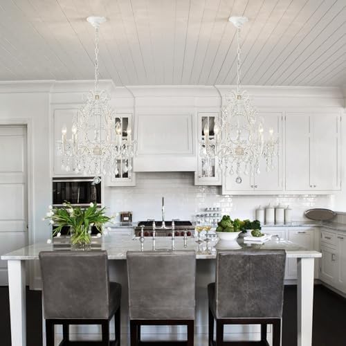 WUZUPS 5-Light Crystal Chandelier, Rustic White