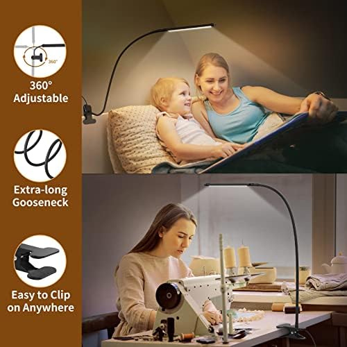 iZELL LED Clamp Desk Lamp, 3 Color Modes