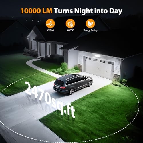 Onforu 90W 10000LM 4-Head LED Outdoor Flood Light
