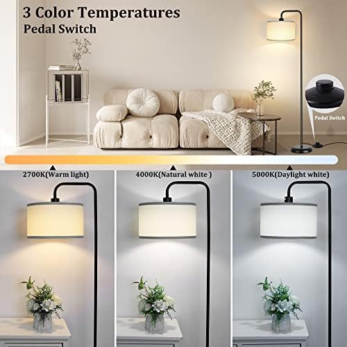 LED Floor Lamp, 3 Color Temperature, Black