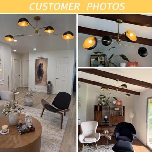 55" 4-Light Black and Gold Sputnik Chandelier