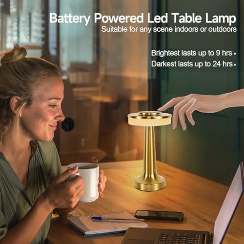 Cordless Portable LED Table Lamp, Stepless Dimming