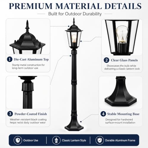 Alighting 42-Inch Adjustable Outdoor Post Light, Black