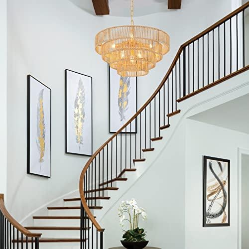6-Light Hand-Woven Rattan Pendant Light, 20 Inch