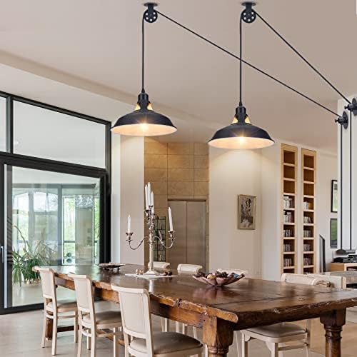 Lomoky Black Barn Plug-In Pendant Light, 2 Pack