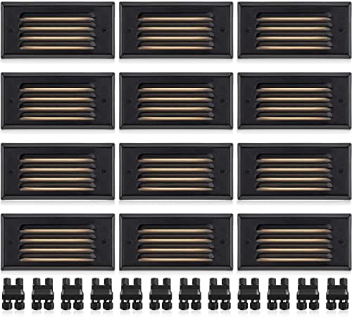 SUNVIE 6" Low Voltage Step Lights Outdoor 5W 3000K Black Aluminum