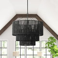 Aiwen 27.55 Inch Matte Black Pendant Light
