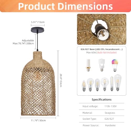 Arturesthome 1-Light Rustic Rattan Chandelier