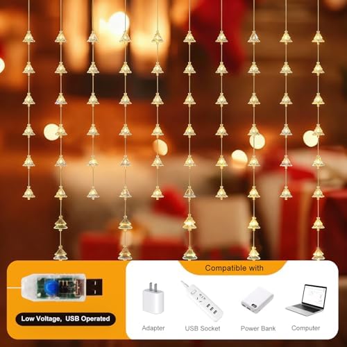 Christmas Tree Curtain Lights, 70 LEDs, Warm White