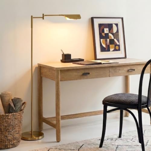 Brightech Leaf Pharmacy LED Reading Floor Lamp, Antique Brass