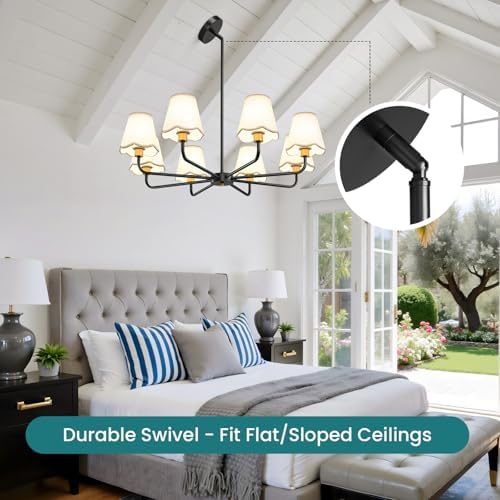 KAISITE 8-Light Black and Gold Chandelier