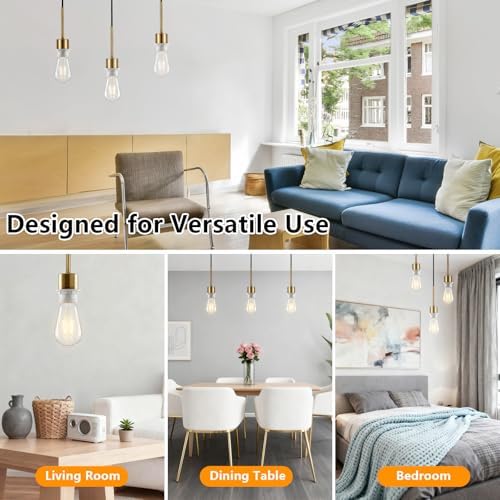 Adjustable Pendant Light Kit, E26 Socket, Gold