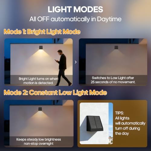 Solar Wall Lights, 2 Pack, IP65 Waterproof