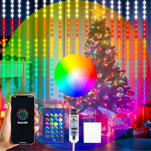 HXWEIYE 300LED Fairy Curtain Lights, 9.8x9.8Ft