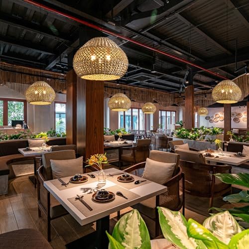 19.29” 3-Light Woven Rattan Pendant Light