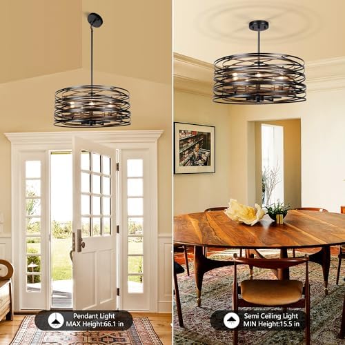 Sigaitwei 19.7-Inch 5-Light Drum Chandelier
