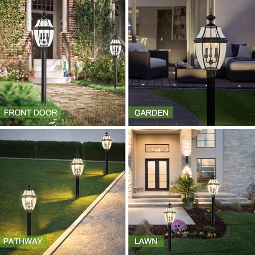 Kalium 3-Light Matte Black Outdoor Post Light