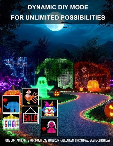 Dazzle Bright Smart Curtain Lights, 400LED 6.6FT x 6.6FT Color