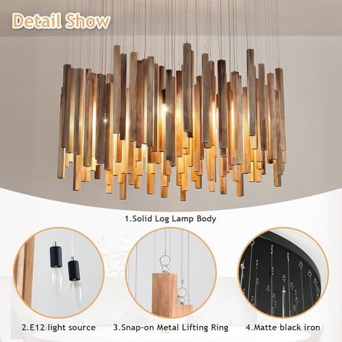 12-Light Wood Chandelier