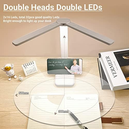 LuxLumin Portable Desk Lamp, 3 Lighting Modes, White