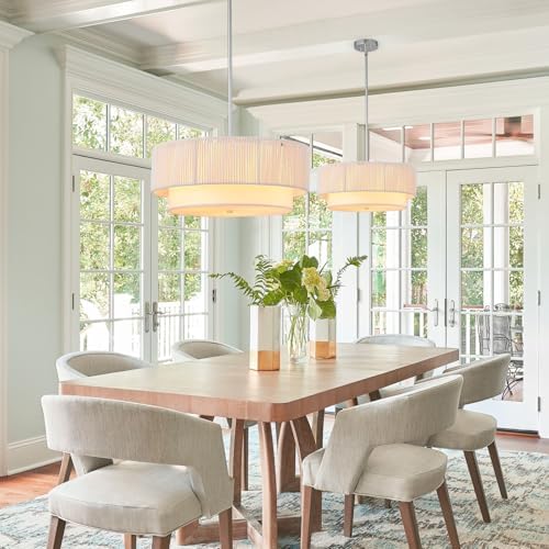 Rattan Farmhouse Chandelier, White