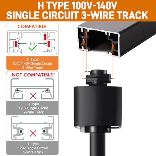 10W H-Type LED Track Lighting Heads, Black, 4 Pack