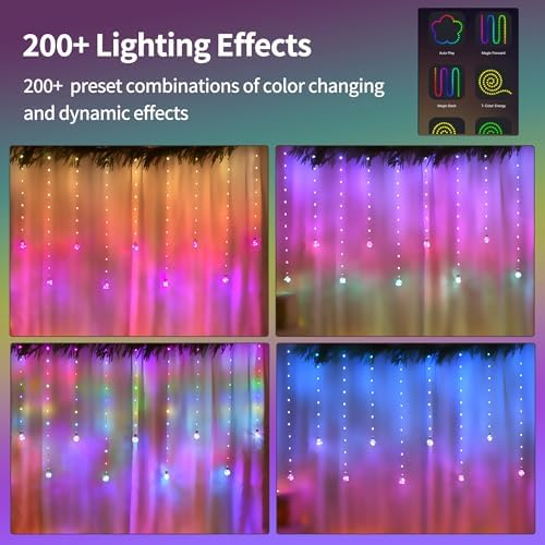 Color Changing Wishing Ball Curtain Lights, 9.8 x 3.3 FT