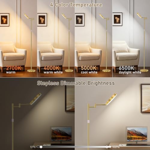 SIBRILLE 18W LED Floor Lamp with Remote, Gold