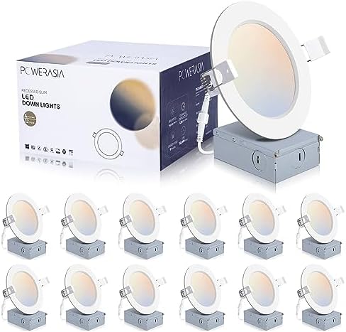 POWERASIA 12 Pack 4 Inch Canless LED Recessed Lighting