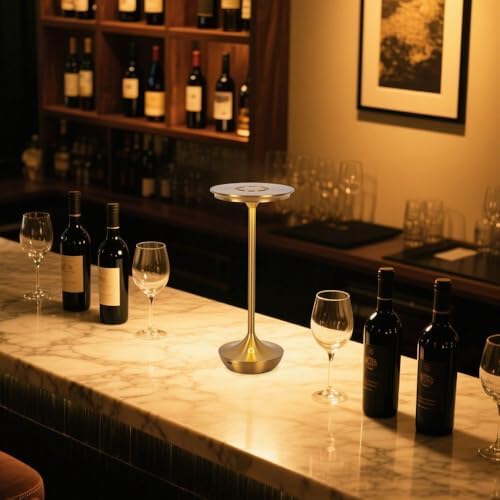 EJQ Rechargeable Cordless LED Table Lamps, Set of 2, Gold