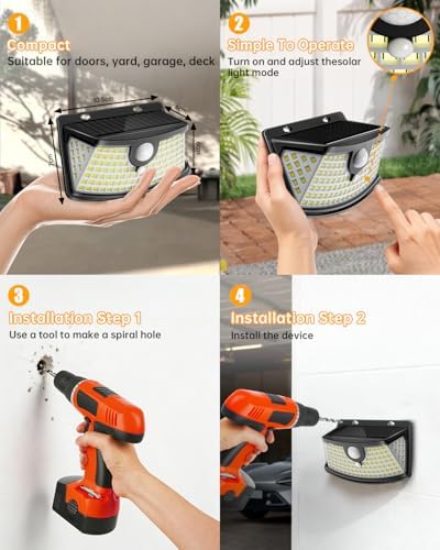 Aootek Solar Motion Sensor Lights, 120 LEDs, 6 Pack