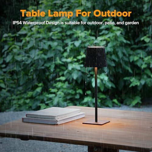 LUTEC 4 Pack Cordless Table Lamps, 6000mAh, Black