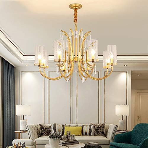 E14 Gold Glass Chandelier, 6 Heads